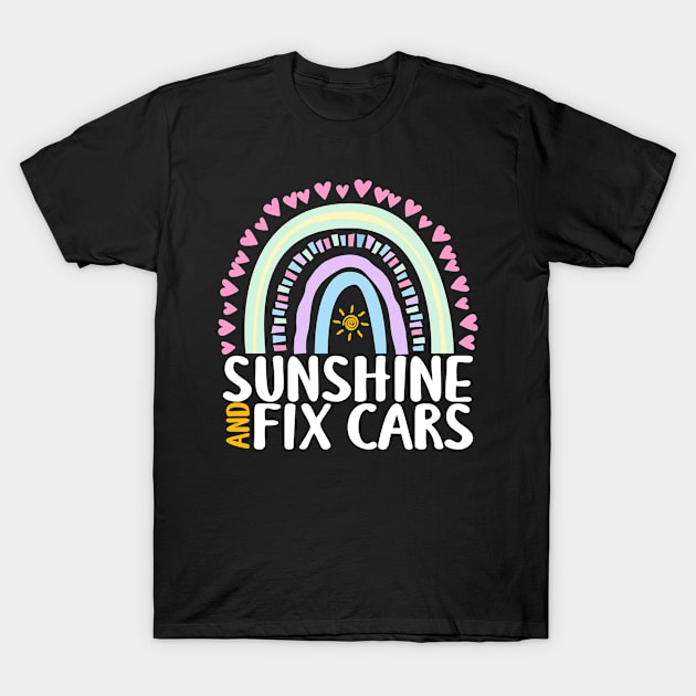 Sunshine and Fix Cars Cute Rainbow Graphic for Womens Kids Girls T-Shirt by ChadPill